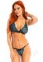 Leg Avenue Wrap Around Lace Bralette With Adjustable Straps And Matching G-string Panties (2 Piece) - Small/medium - Teal